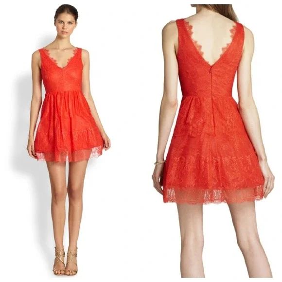 chinese dress ladies BCBGMAXAZRIA Long-Sleeve Lace Dress – Runway Catalog main image 0